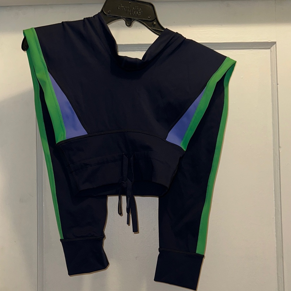 Women's Navy and Green Track Pants - Preloved
